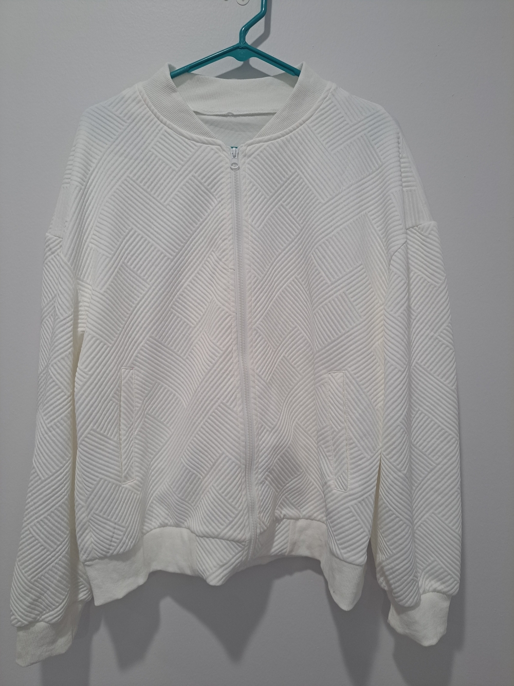 White Quilted Zip-Front Women's Bomber Jacket